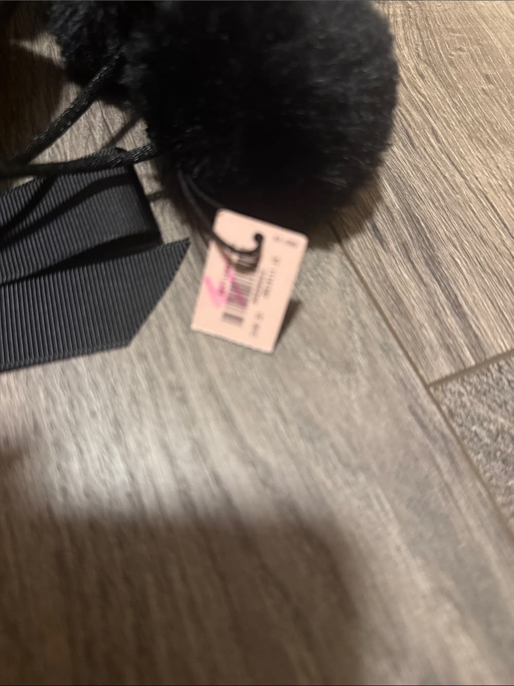 Victoria's Secret Black Plush Stocking with Patch Accents - Thumbnail 2