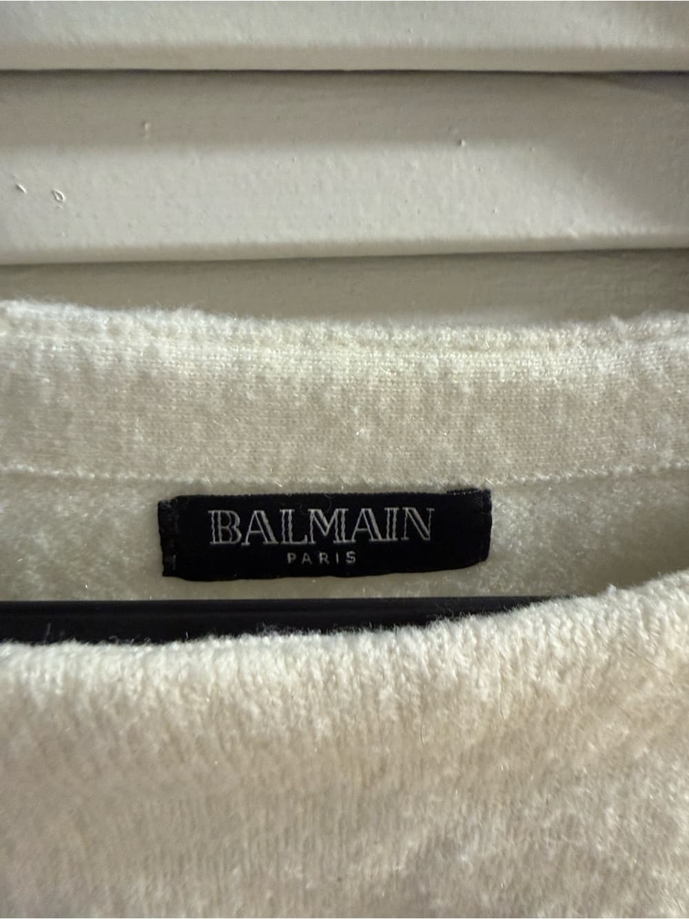 Balmain Paris Cream Embossed Logo Sweater cropped size large - Thumbnail 4