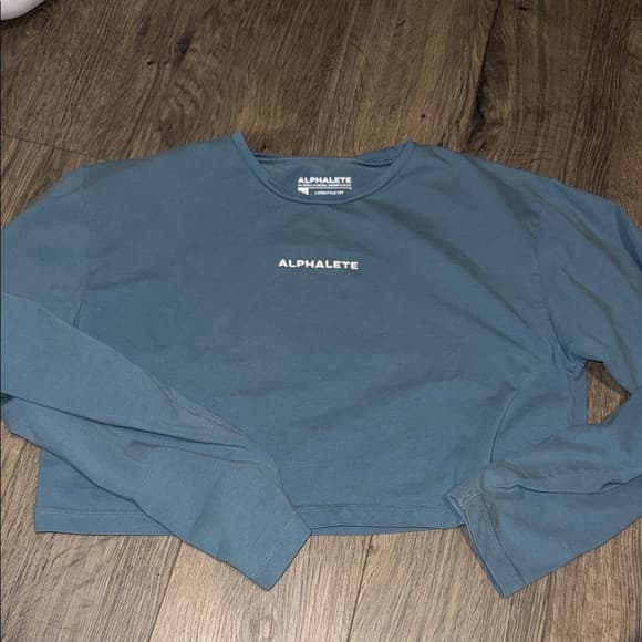 Alphalete Teal Cropped Long Sleeve Top - Thumbnail 4