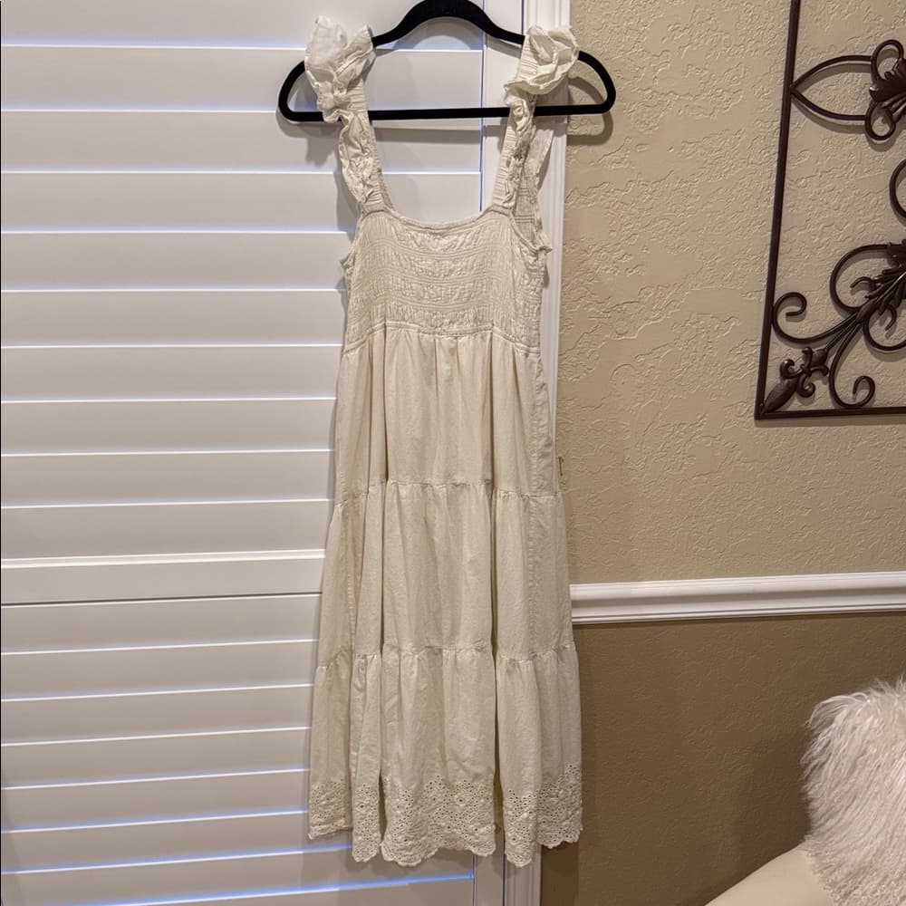 ASTR the label Cream Smocked Tiered Dress