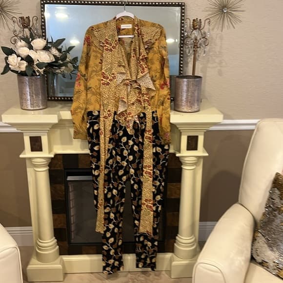 Faith Connexion Yellow Floral Silk Jumpsuit size small - Thumbnail 6