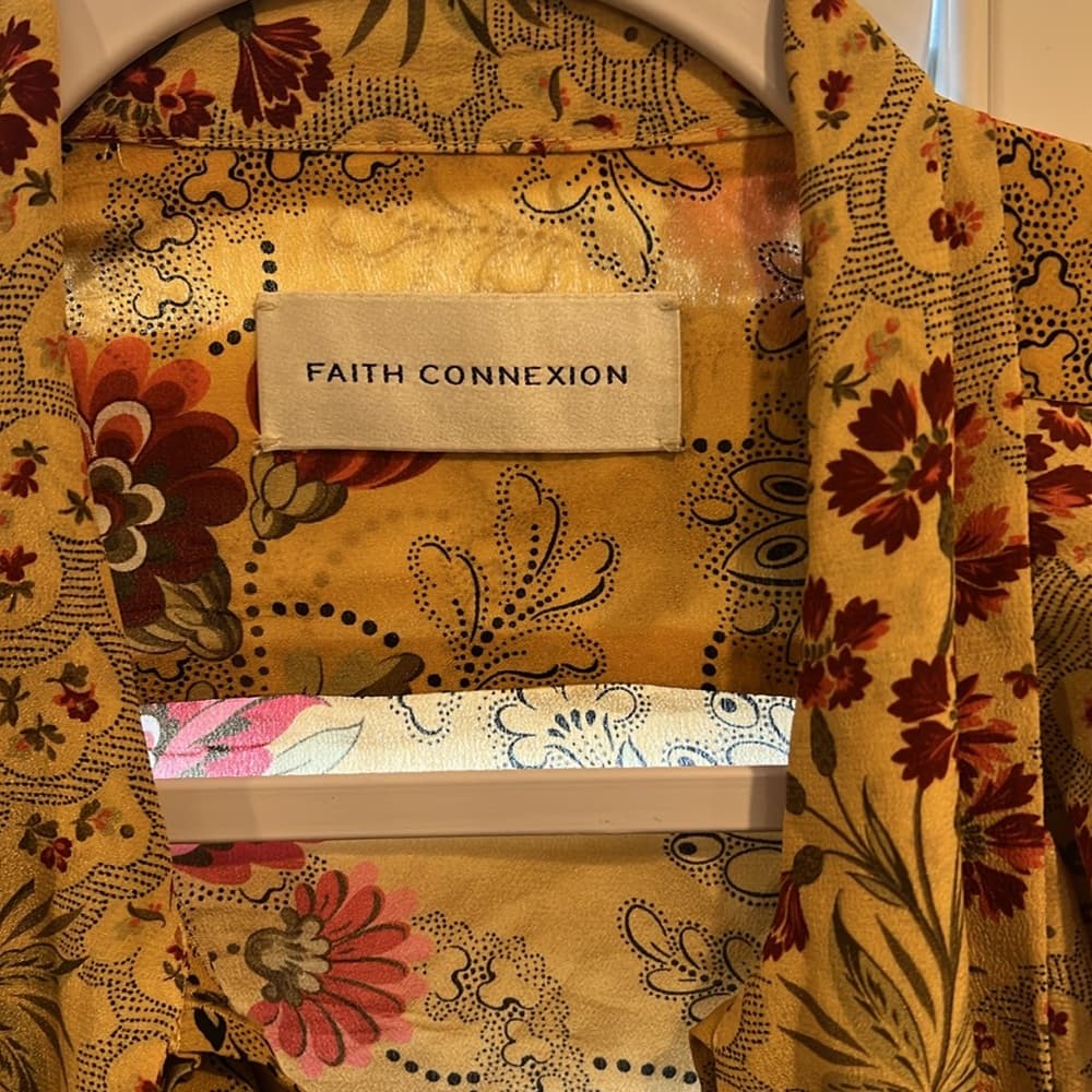 Faith Connexion Yellow Floral Silk Jumpsuit size small - Thumbnail 2