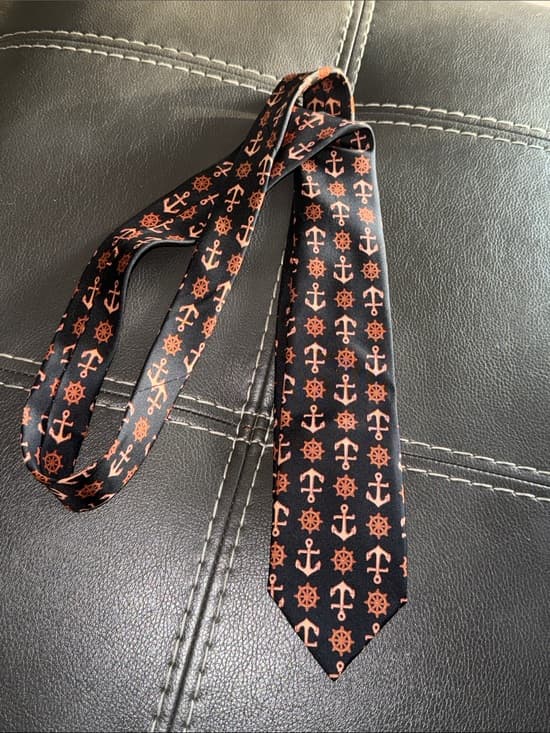 Gucci Black Tie with Orange Anchor & Wheel Motif vintage gem - Thumbnail 5
