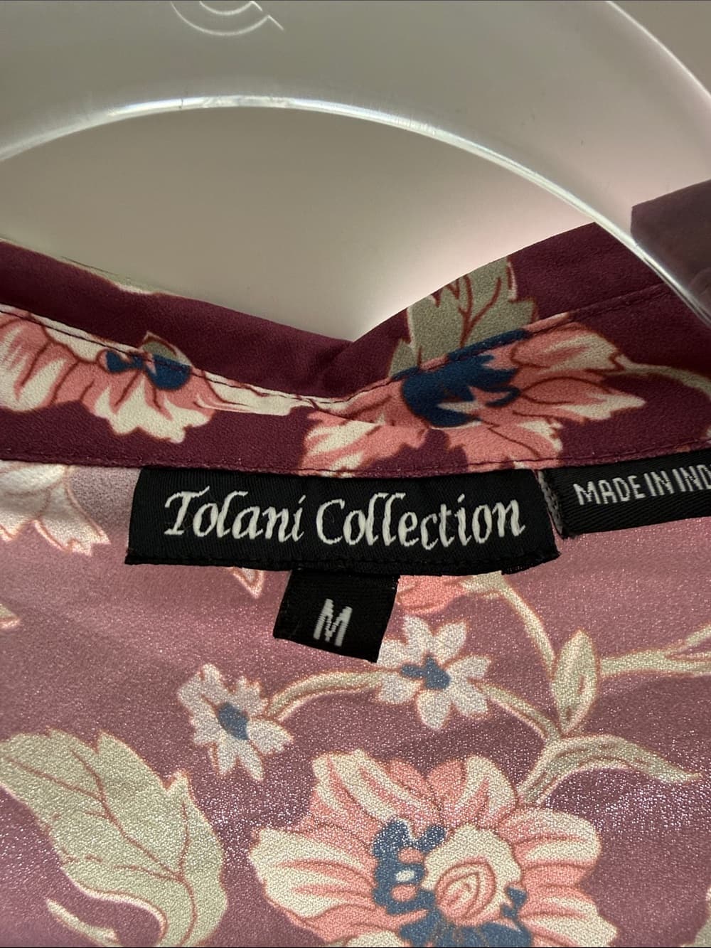 Tolani Burgundy Floral Button-Down Shirt with Pink Accents - Thumbnail 2