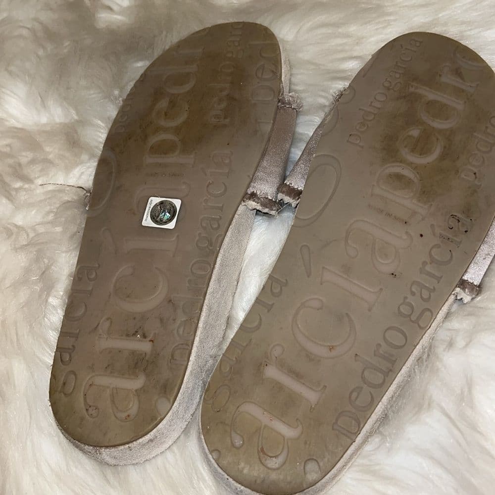 Pedro Garcia Tan Sandals with Studded Embellishments 36
