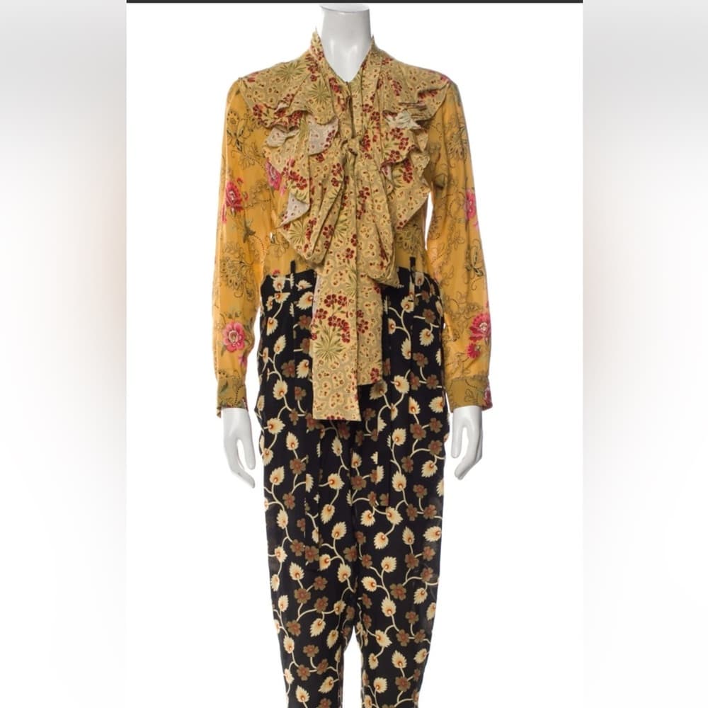 Faith Connexion Yellow Floral Silk Jumpsuit size small - Thumbnail 4