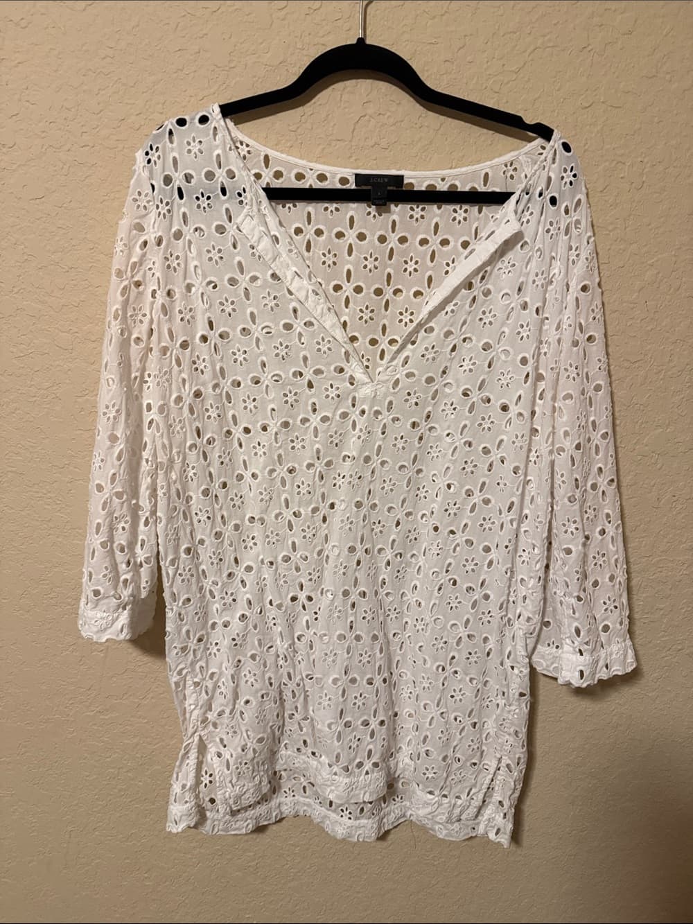J. Crew White Eyelet Top perfect coverup large - Thumbnail 5