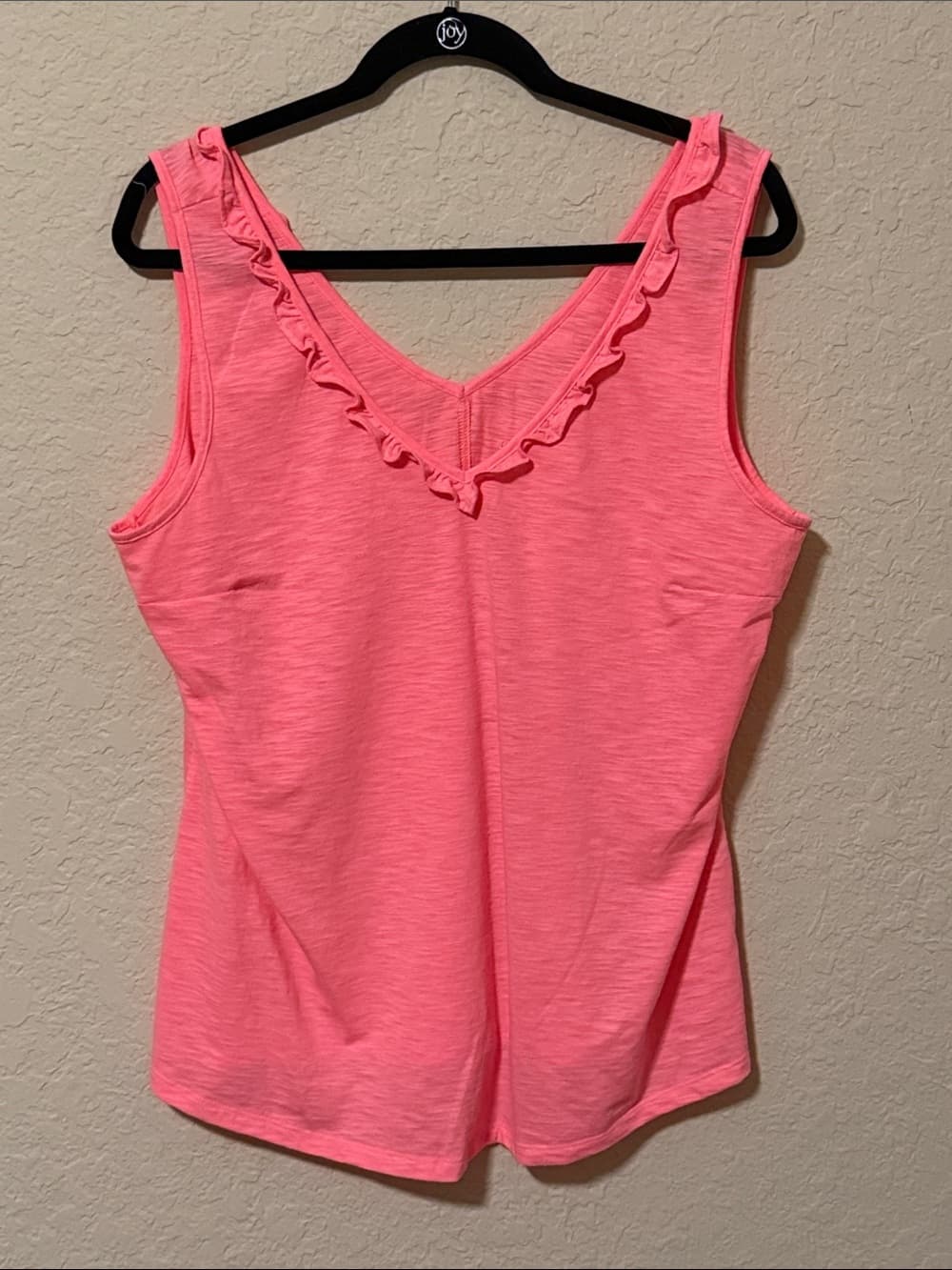 Lilly Pulitzer Coral Pink Ruffle V-Neck Tank xl - Thumbnail 4
