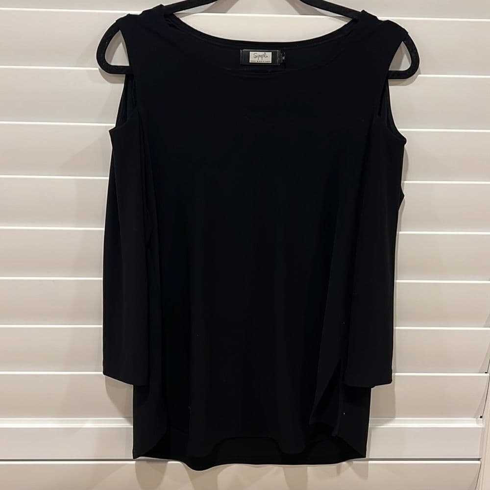 Sympli cold shoulder black stretch blouse size 8 - Thumbnail 3