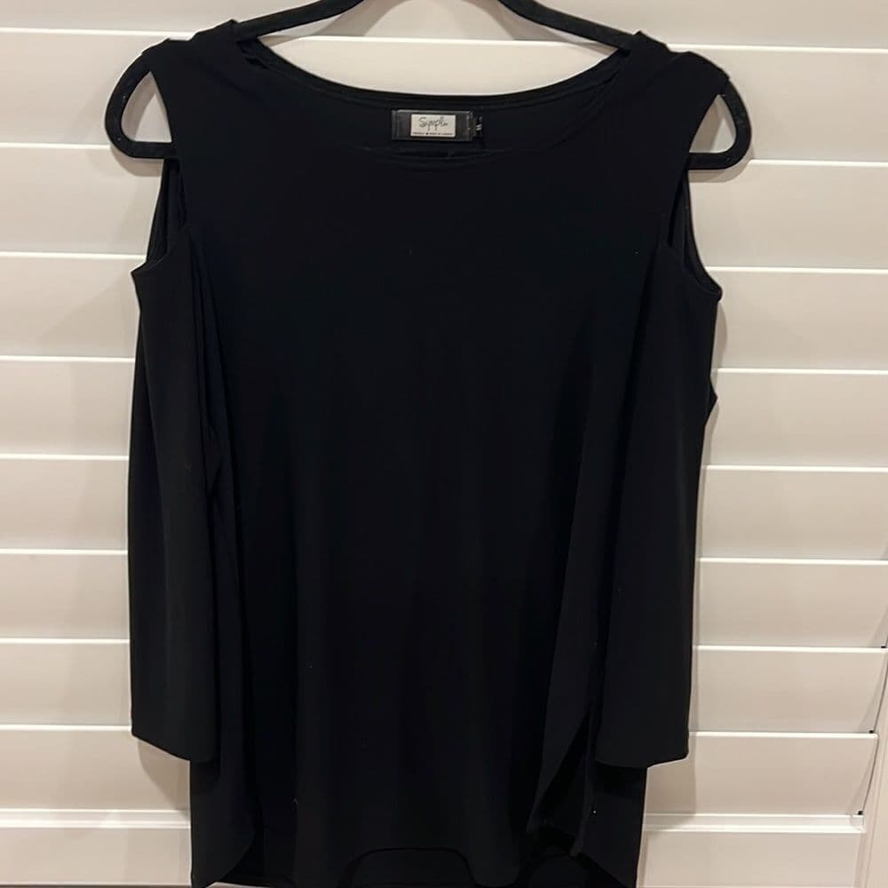 Sympli cold shoulder black stretch blouse size 8 - Thumbnail 2