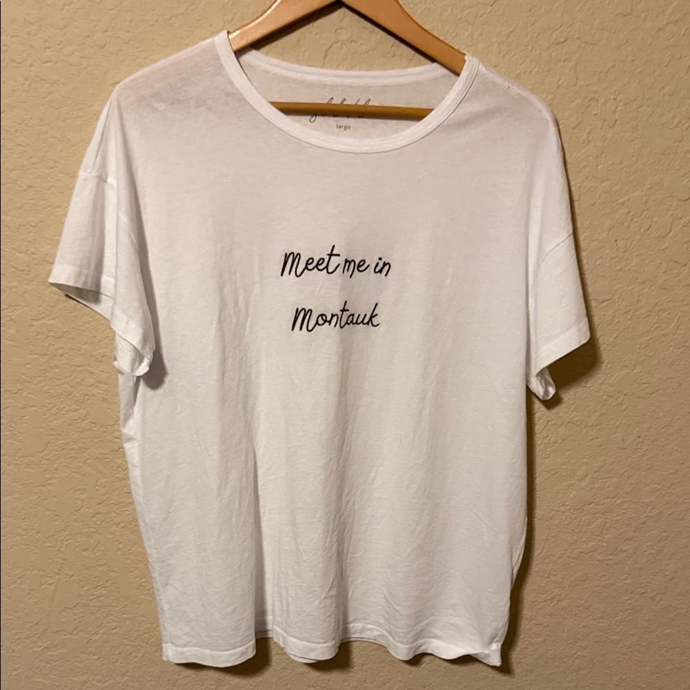 Wyld Blue Meet Me In Montauk White Tee with Brown Script Logo - Thumbnail 3
