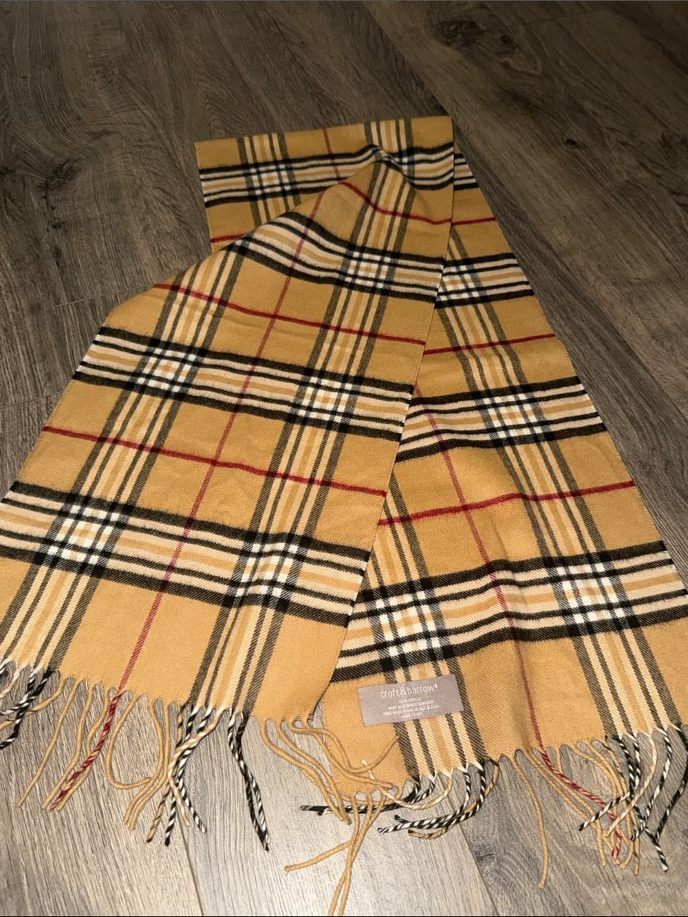 croft & barrow Mustard Yellow Plaid Fringe Scarf