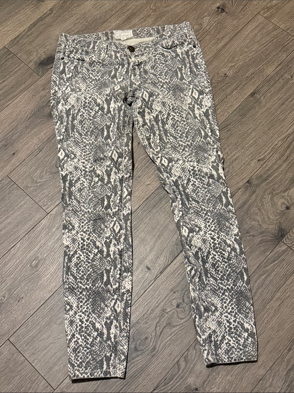 Current/Elliott tan snakeskin print Denim Jeans - Thumbnail 4