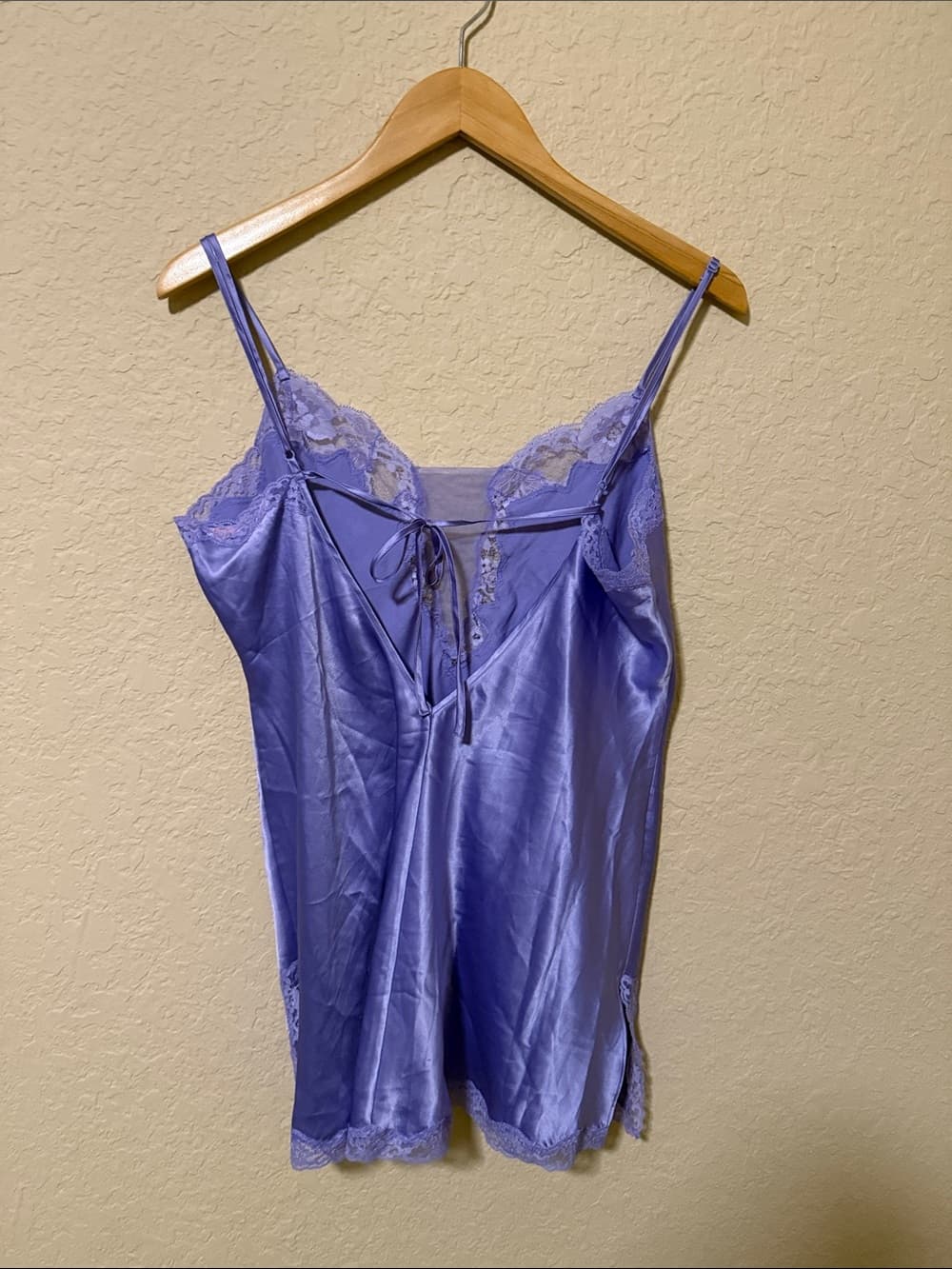 Victoria Secret Lavender Satin Lace Trim Slip Dress large