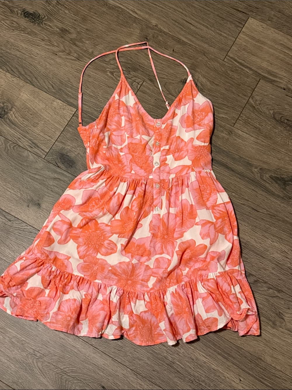 XIX Palms Coral Pink Floral Women’s Dress - Thumbnail 2