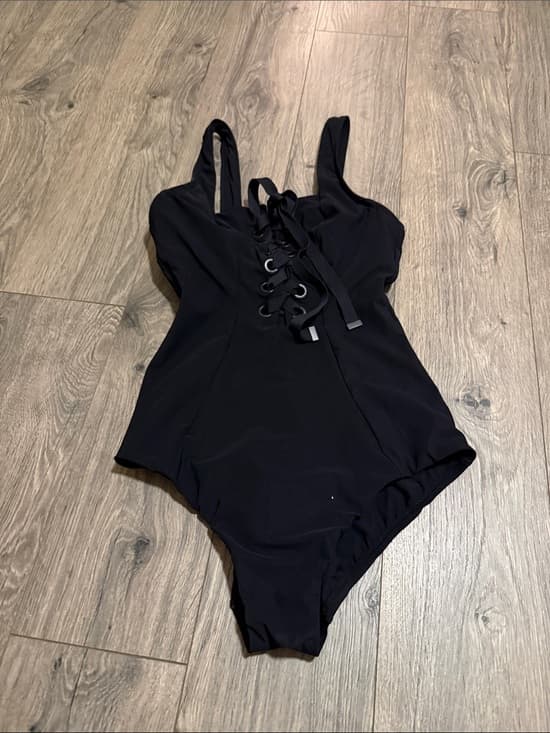 Amoressa Black Lace-Up One-Piece Swimsuit - Thumbnail 6