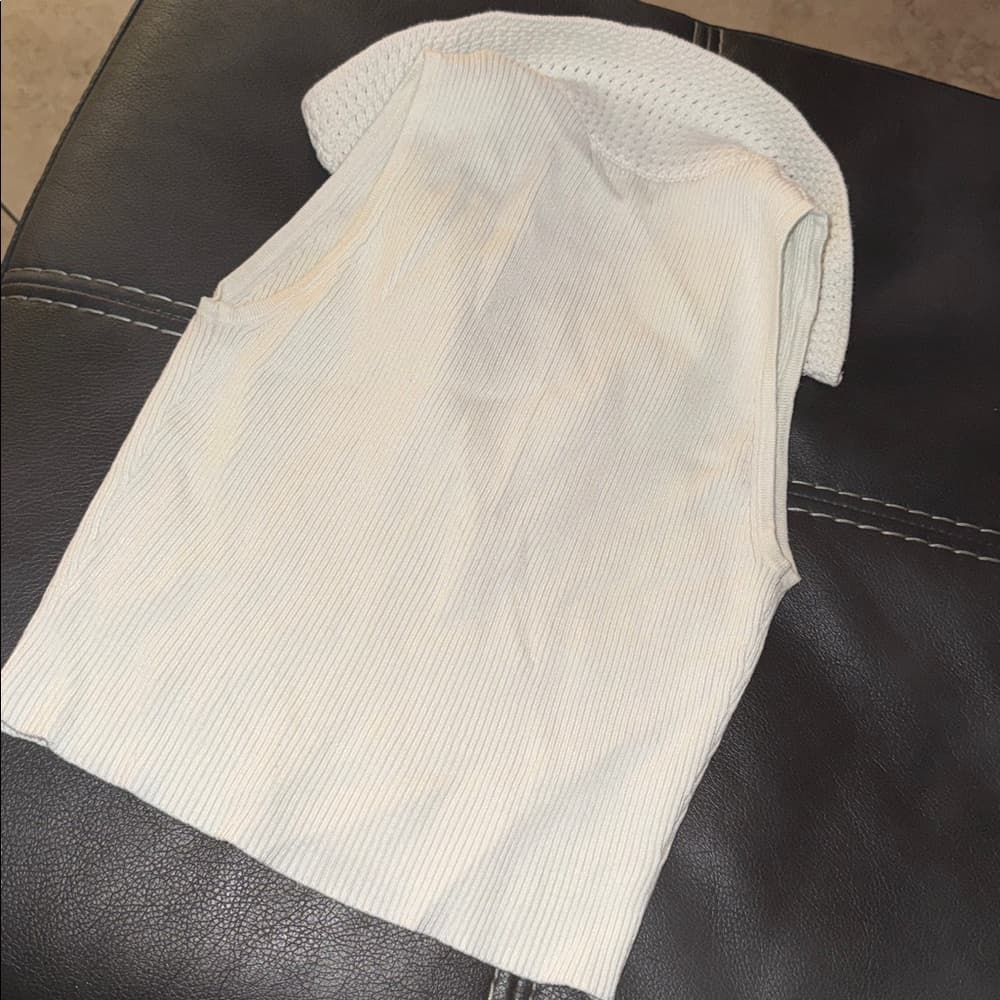 Caroline Constas Cream Ribbed Knit Tank size xs - Thumbnail 2