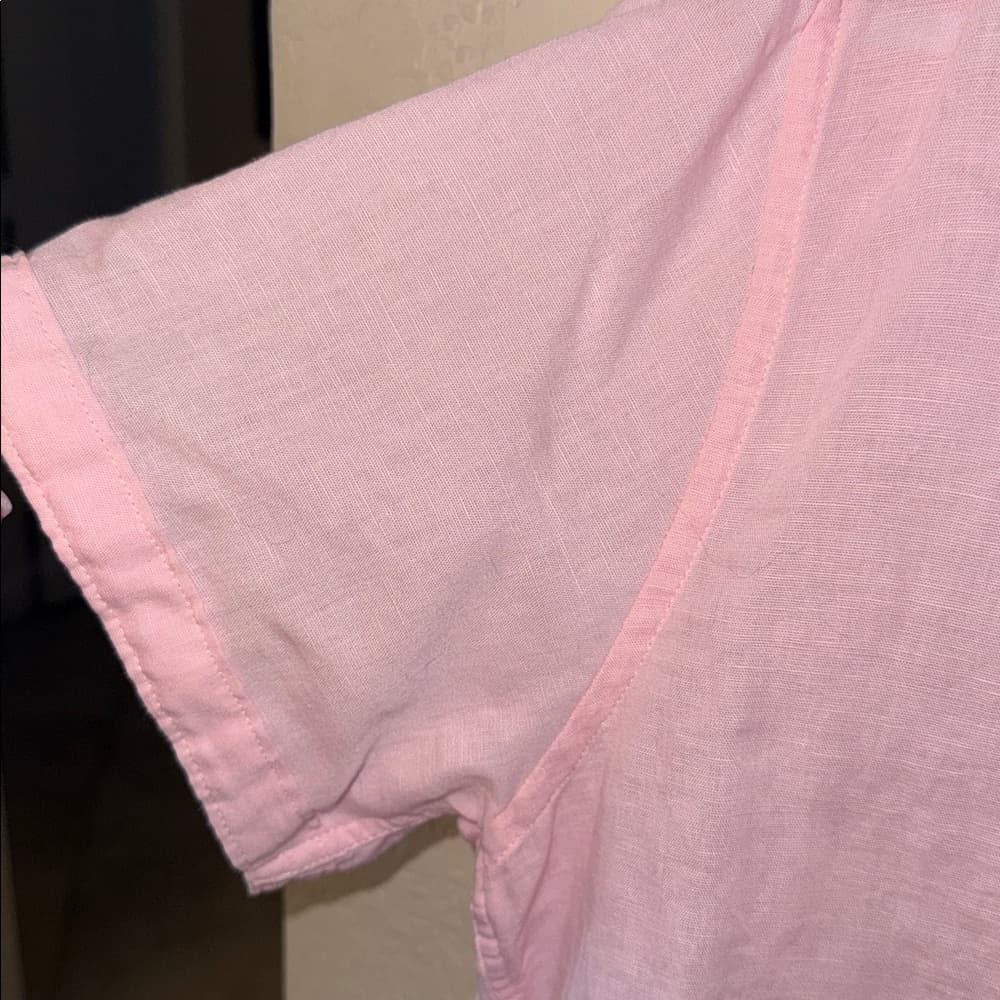 Robert Graham Pink Linen Short Sleeve Men's Shirt - Thumbnail 5