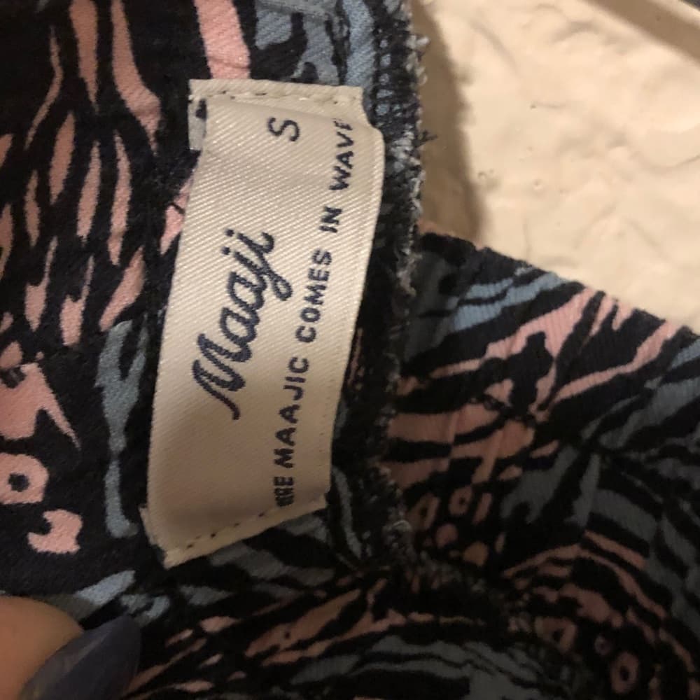 Maaji Floral Wide-Leg Pants in Black and Coral size small