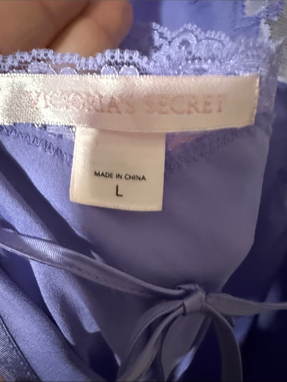 Victoria Secret Lavender Satin Lace Trim Slip Dress large - Thumbnail 2