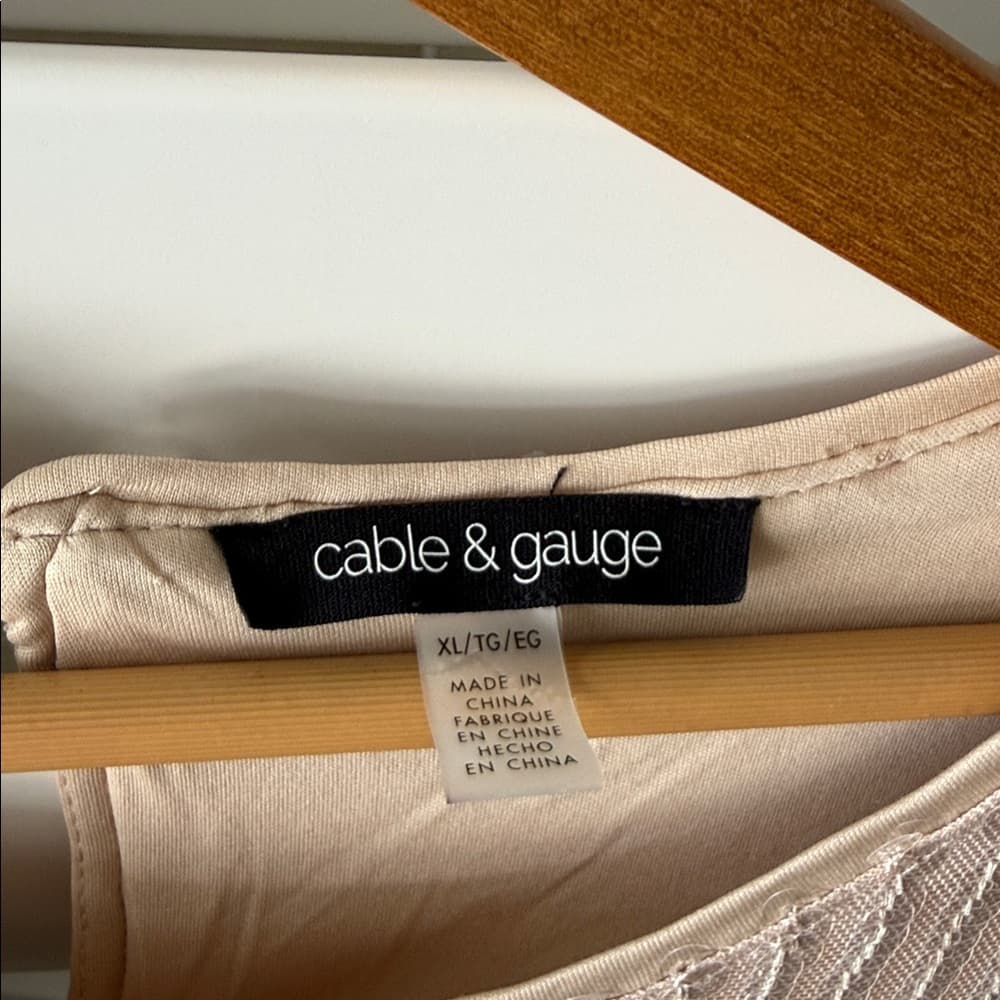 Cable & Gauge Shimmering Beige Sequin Blouse - Thumbnail 2