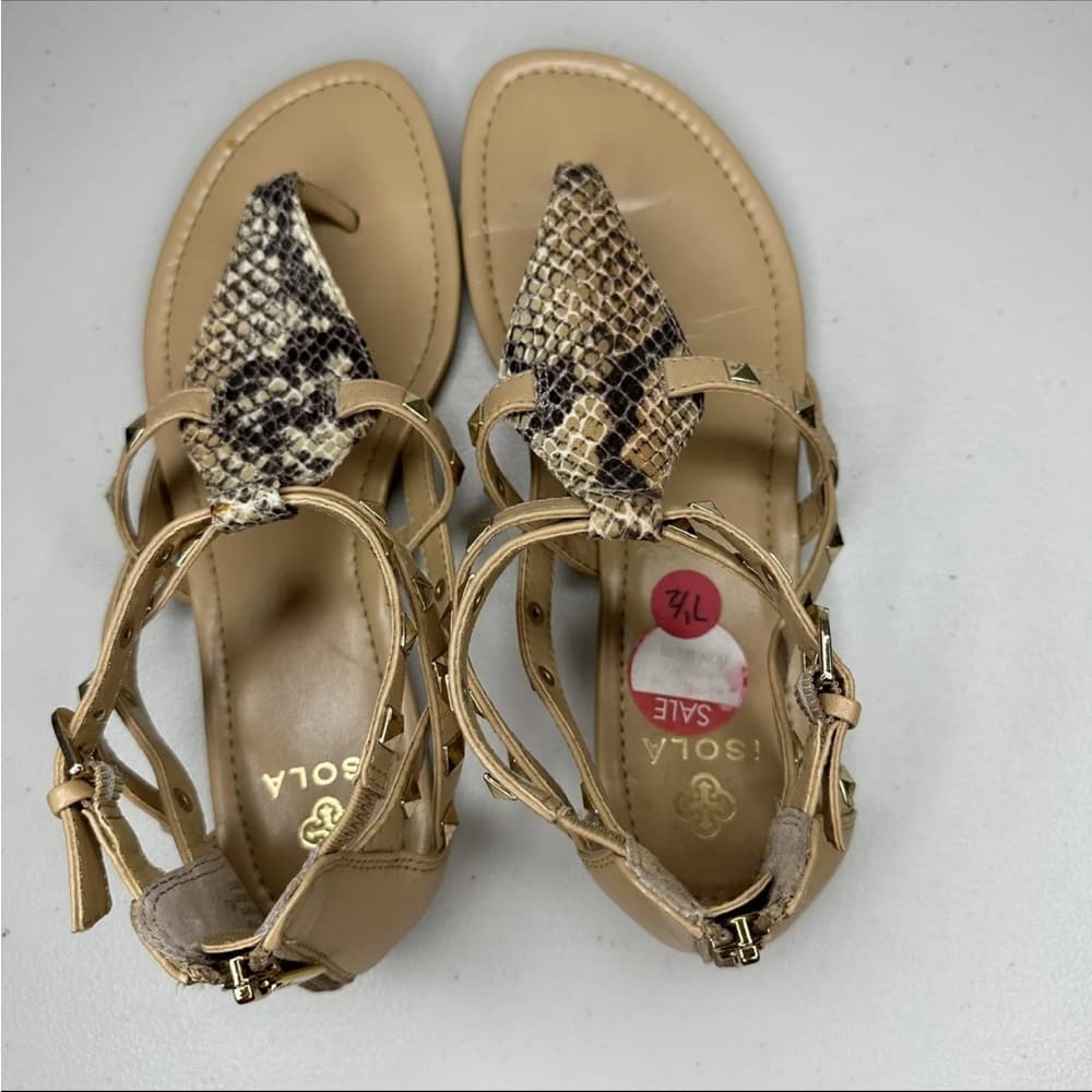 Isola Tan and Snakeskin Sandals 7.5 - Thumbnail 6
