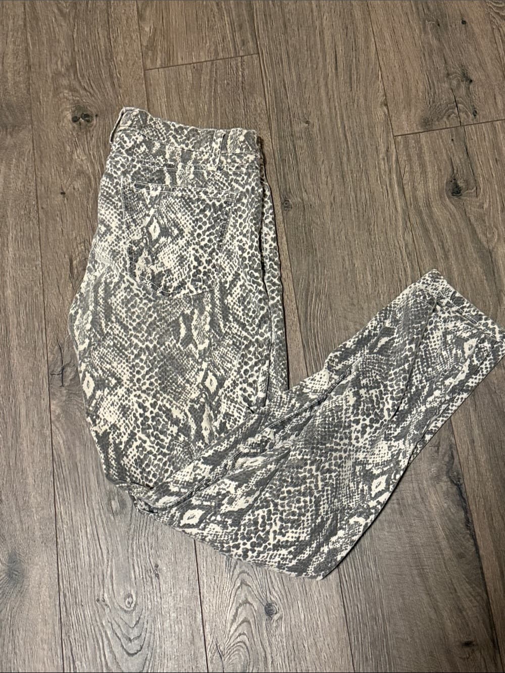 Current/Elliott tan snakeskin print Denim Jeans - Thumbnail 3
