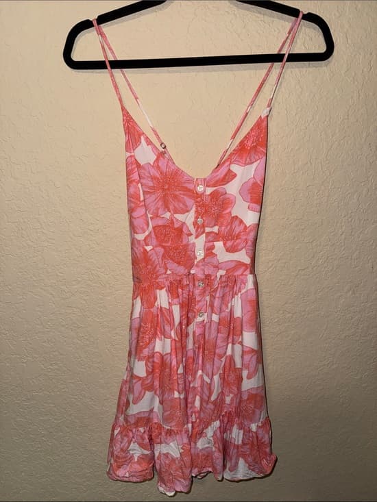 XIX Palms Coral Pink Floral Women’s Dress - Thumbnail 5
