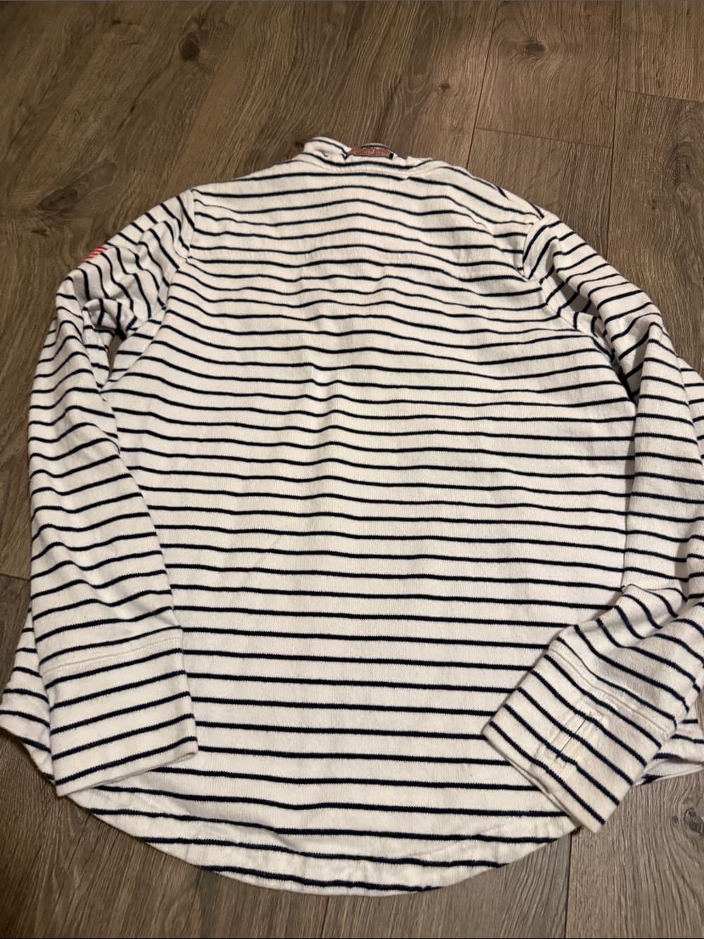 Vineyard Vines White Navy Striped Sweatshirt with Red Trim