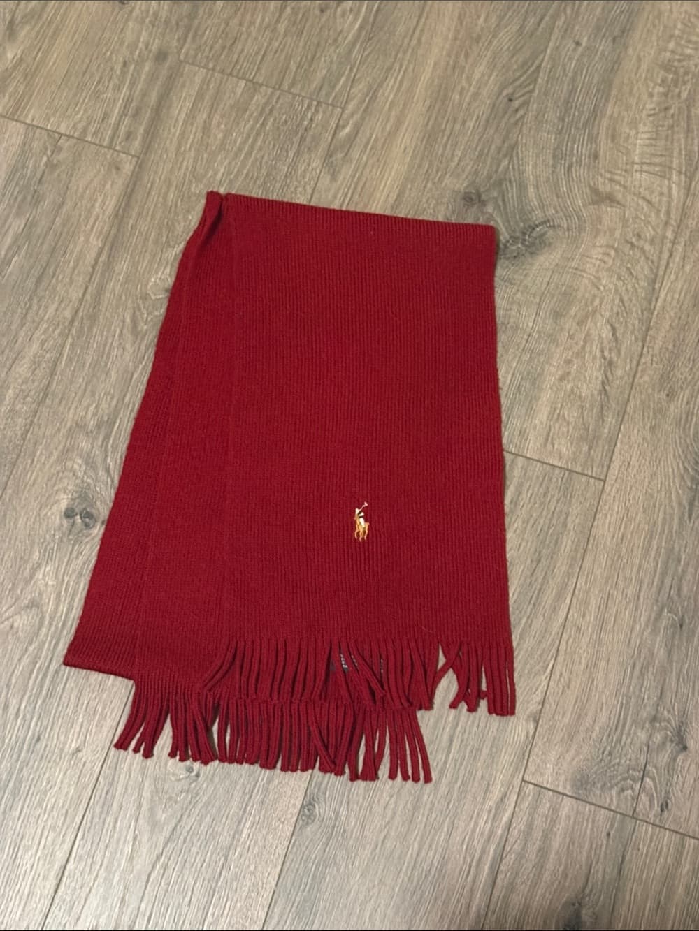 Ralph Lauren Red Scarf with Embroidered Pony - Thumbnail 4