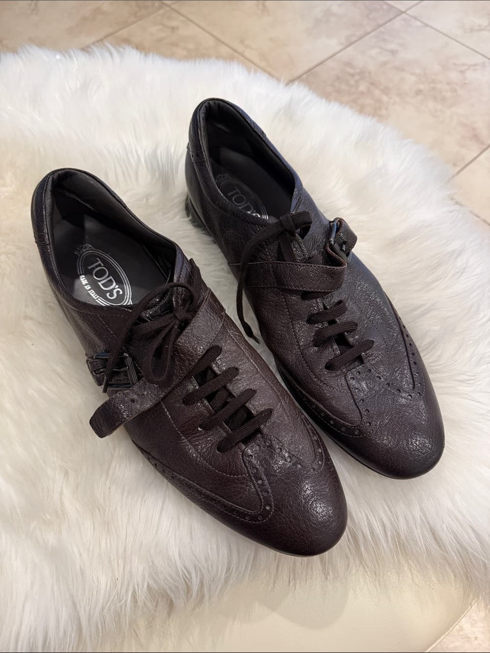 Tod's Dark Brown Leather Wingtip Lace-Up Oxfords driving shoes size 11 - Thumbnail 5