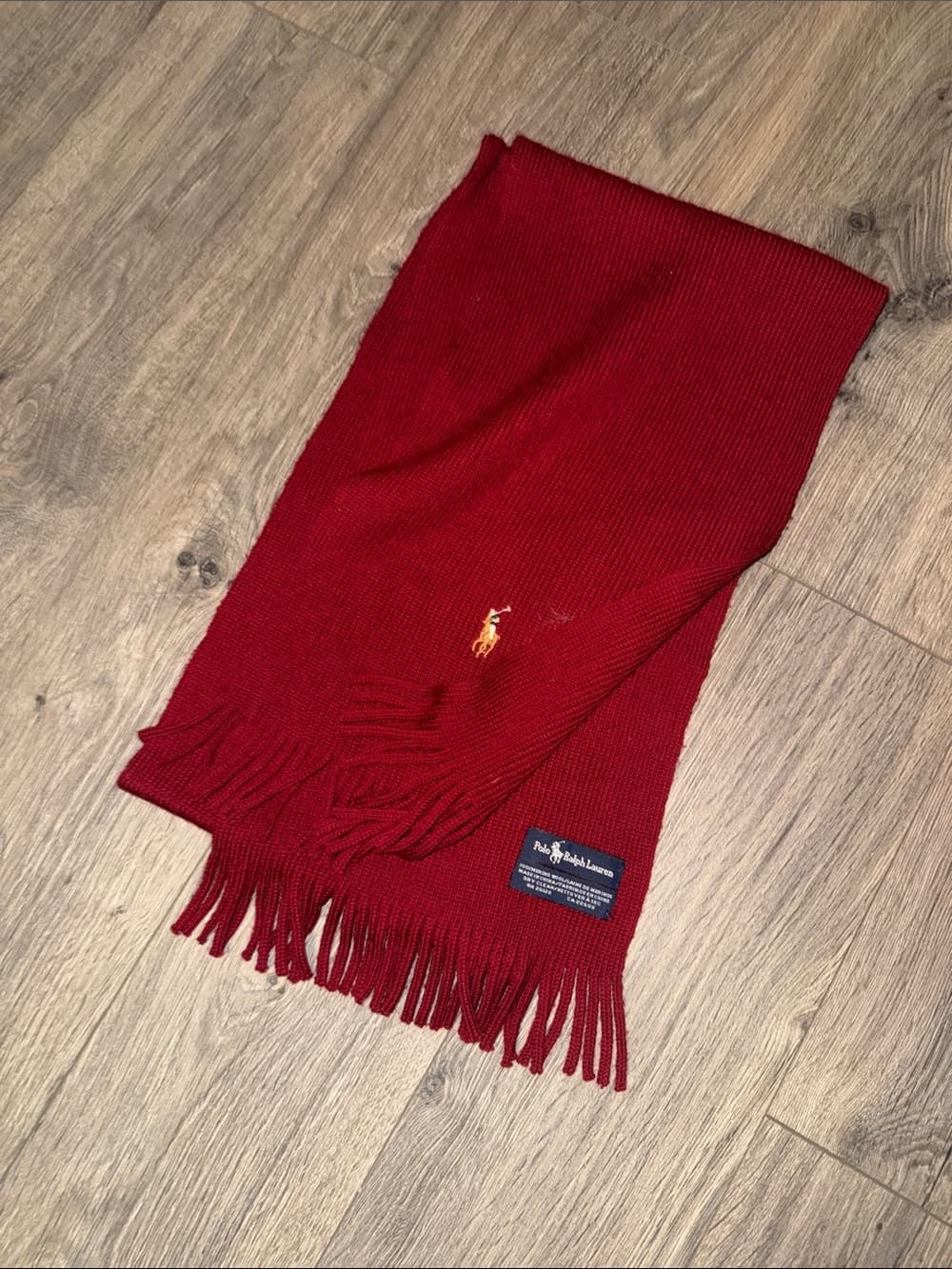 Ralph Lauren Red Scarf with Embroidered Pony - Thumbnail 3