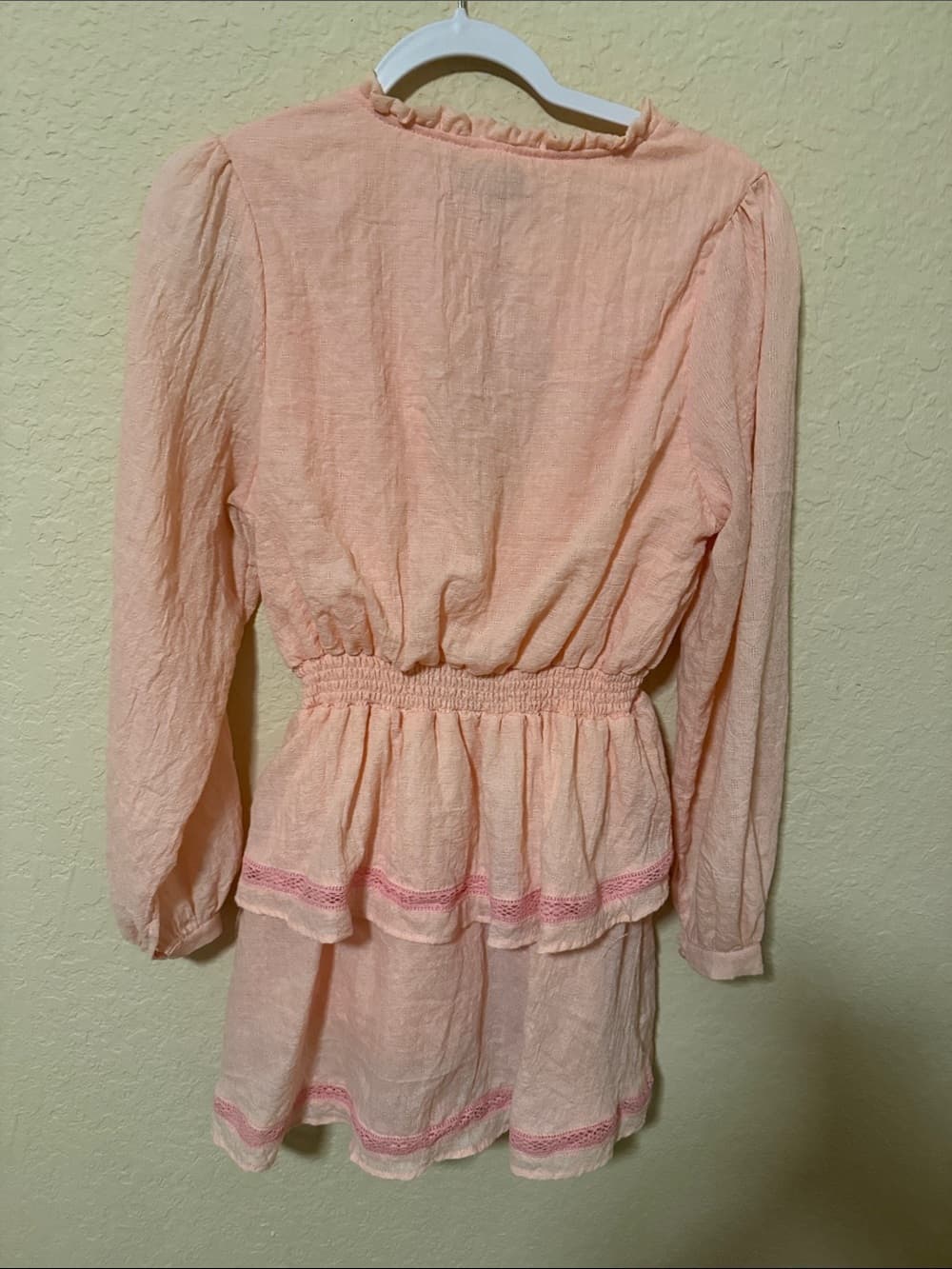 Aqua Peach Tunic Dress with Pink Lace Trim - Thumbnail 3