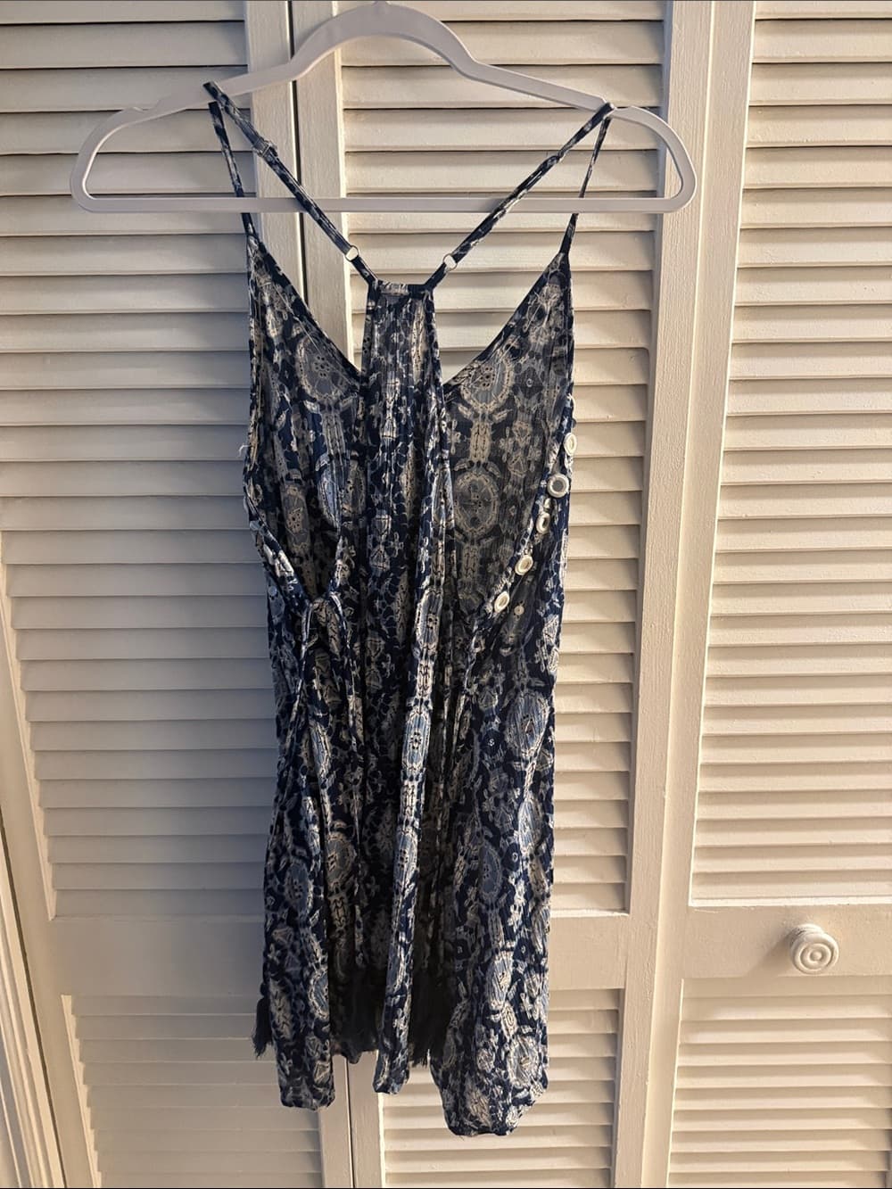 RAGA Navy and Cream Printed Spaghetti Strap Dress medium - Thumbnail 3