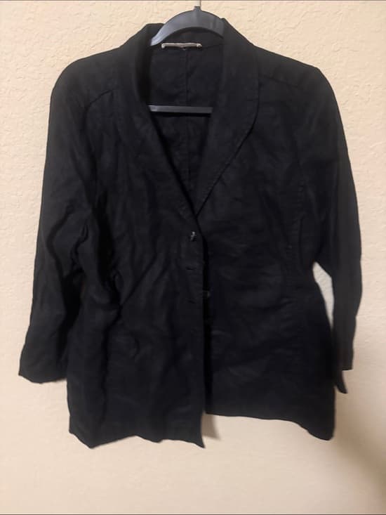 Eileen Fisher Women’s Black Linen Blazer Jacket large/xl - Thumbnail 4