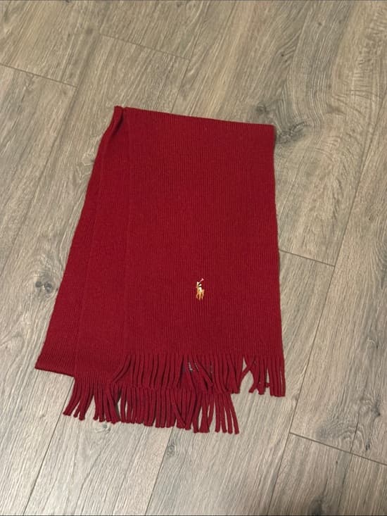 Ralph Lauren Red Scarf with Embroidered Pony - Thumbnail 5