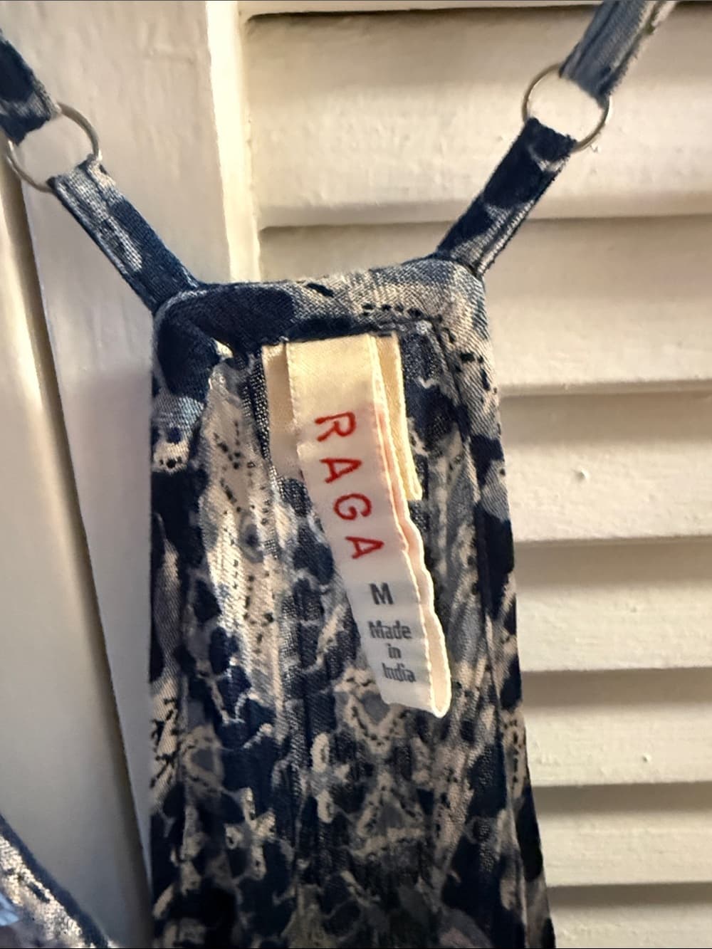 RAGA Navy and Cream Printed Spaghetti Strap Dress medium - Thumbnail 2