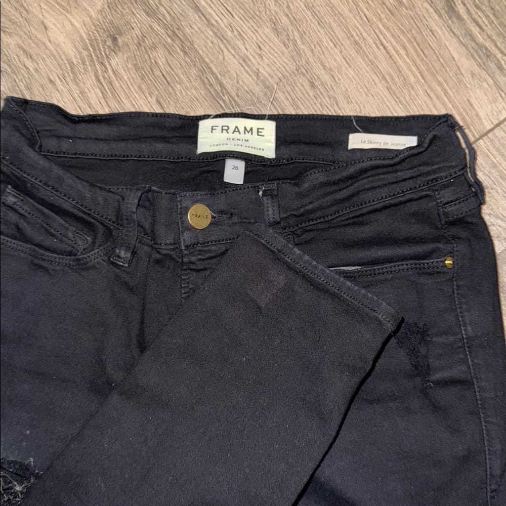 FRAME Black Ripped Skinny Jeans size 26 - Thumbnail 3