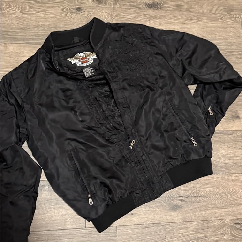 Harley-Davidson Black Jacket size medium mens biker - Thumbnail 2