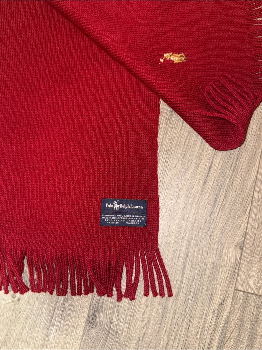 Ralph Lauren Red Scarf with Embroidered Pony - Thumbnail 2
