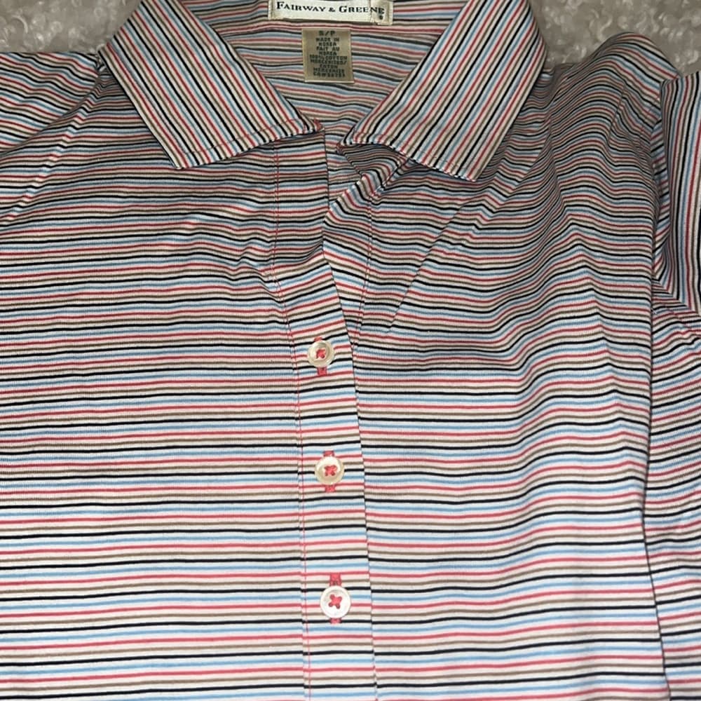 Fairway & Greene Red and Blue Striped Polo - Thumbnail 2