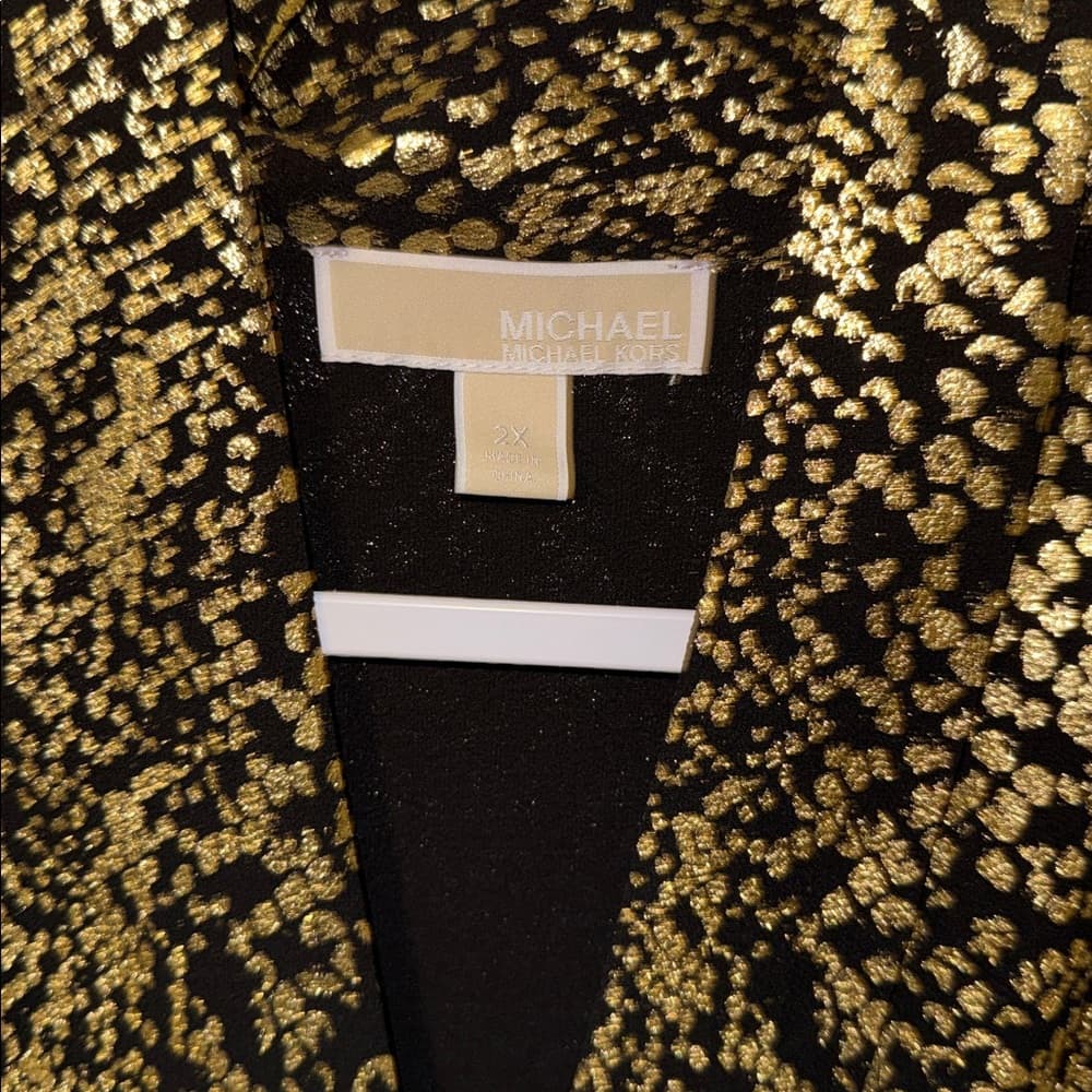 Michael Kors Metallic Snake-Print Blouse in Gold and Black plus size 2x