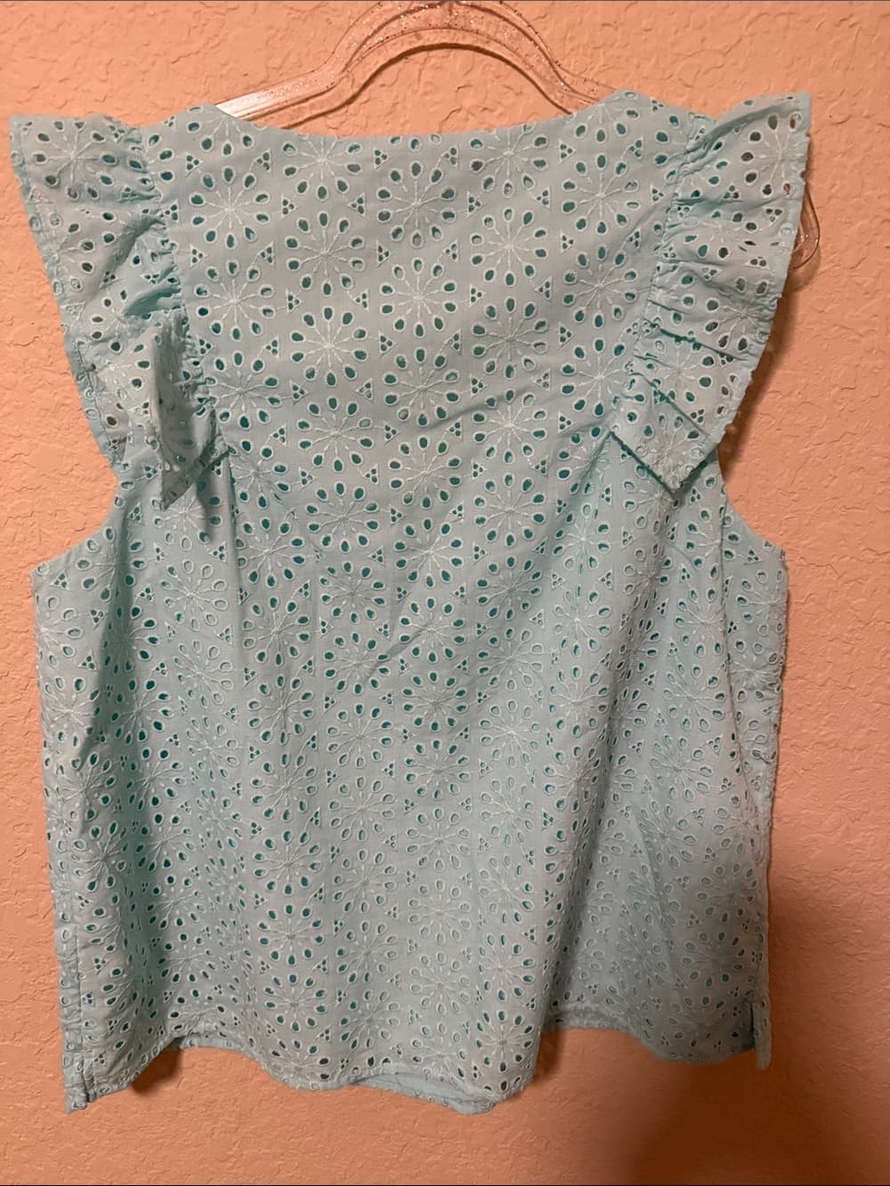 Lilly Pulitzer Aqua Eyelet Ruffle Tank xl - Thumbnail 2