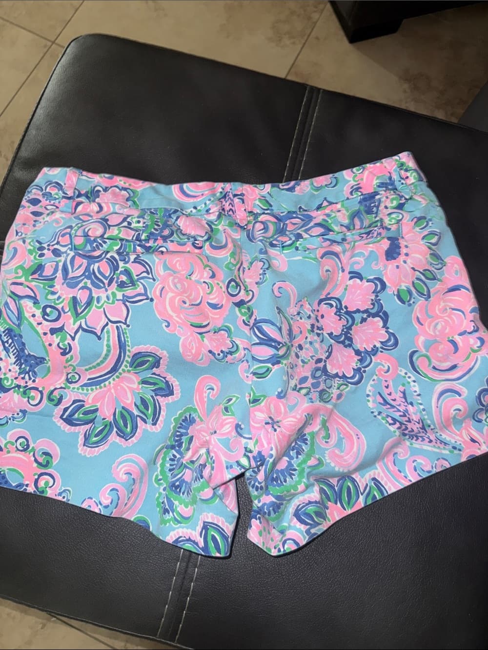 Lilly Pulitzer Blue, Pink & Green Paisley Floral High-Waist Shorts - Thumbnail 2