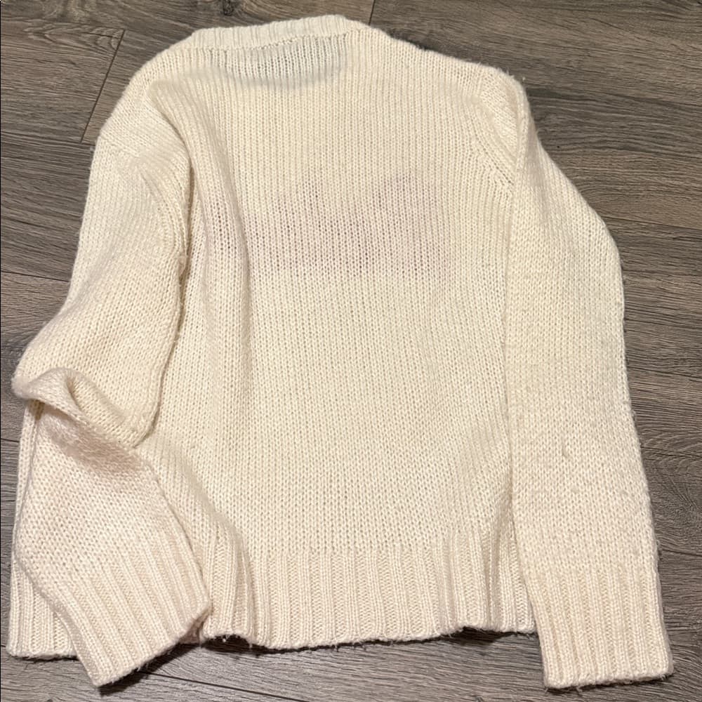 Wooden Ships Ivory Crewneck Sweater with Red 'Believe' Script size xs/small - Thumbnail 3