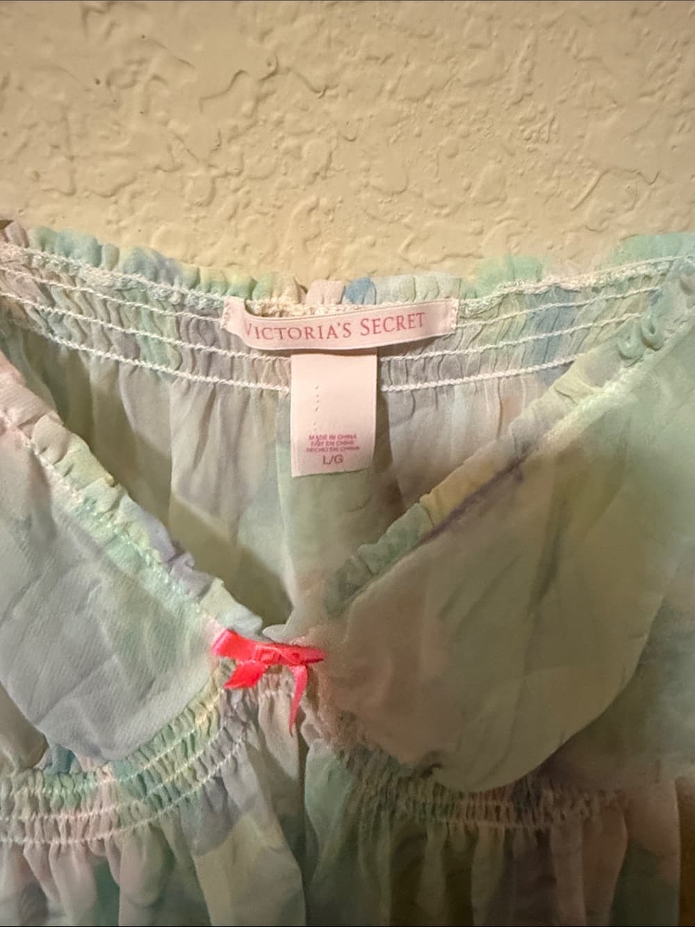 Victoria's Secret Sheer Pastel Floral Ruffled Chemise - Light Blue/Green