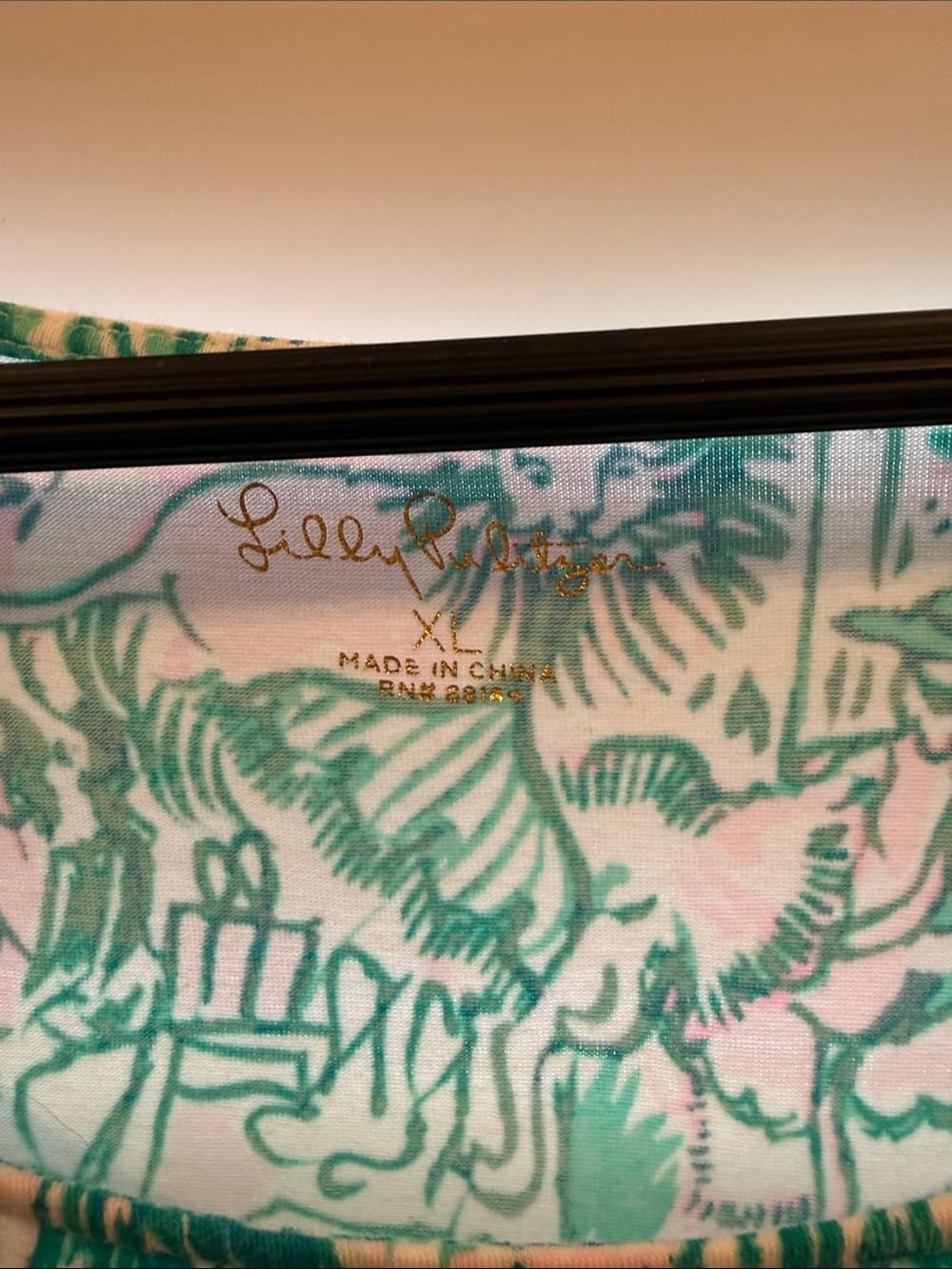 Lilly Pulitzer Teal Botanical Scoop Neck Top with Lace Trim size xl - Thumbnail 3
