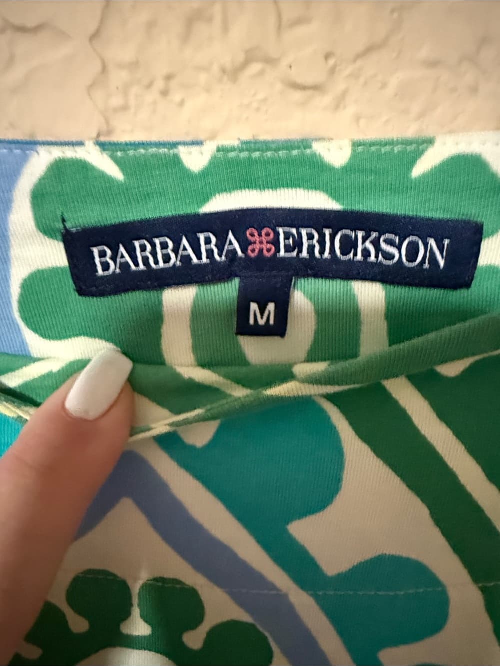 Barbara Erickson Green & Teal Printed Women’s Dress medium - Thumbnail 2