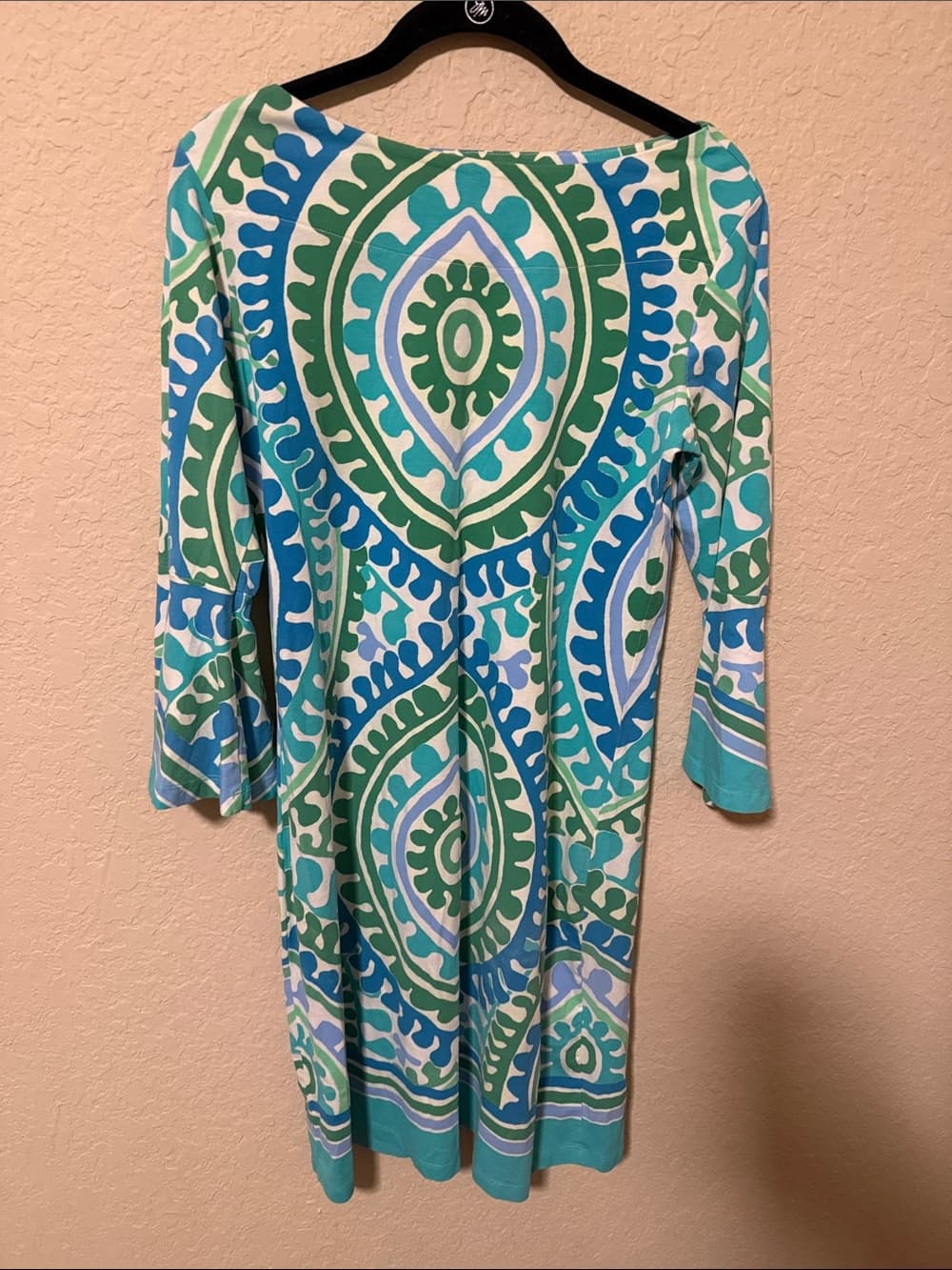 Barbara Erickson Green & Teal Printed Women’s Dress medium - Thumbnail 4