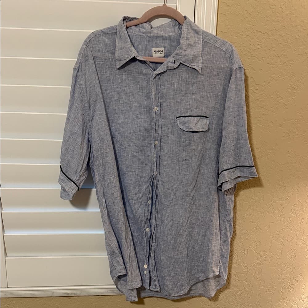 Armani Collezioni Sky Blue Button-Down Shirt - Thumbnail 4